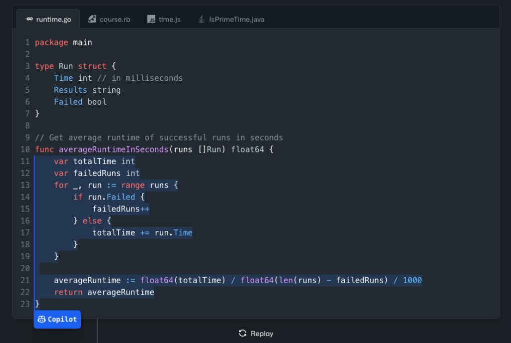 Ejemplo de código generado por GitHub Copilot